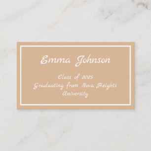 Carte De Visite Elégant Beige Graduation 2025 Celebration Card