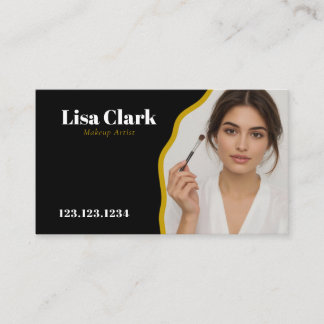 Carte De Visite Elegant Black and Gold Makeup Artist Beauty