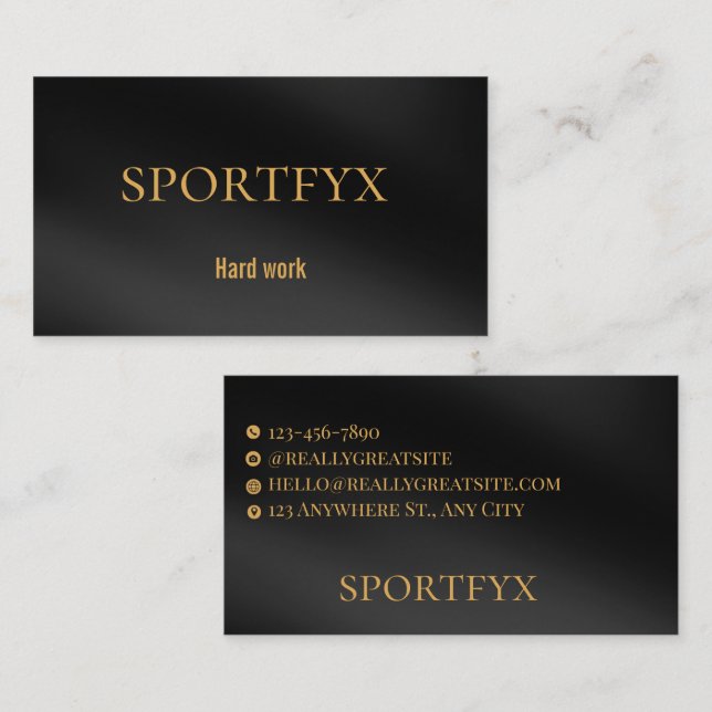 Carte De Visite Elegant Black and Gold Minimalist Business Card |  (Devant / Derrière)