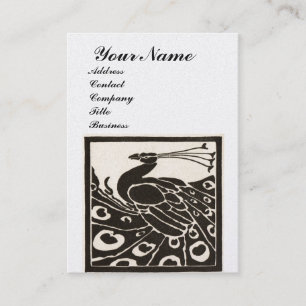 Carte De Visite ÉLÉGANT BLACK BLACK PEACOCK MONOGRAM Pearl Metal