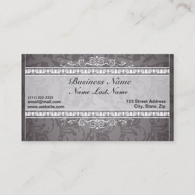 Carte de visite élégant Black Damask (Devant)