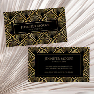 Carte De Visite Elégant Black Gold Art Déco Motif sur mesure