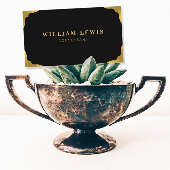 Carte De Visite Élégant Black & Gold Professional Minimal (Créateur téléchargé)