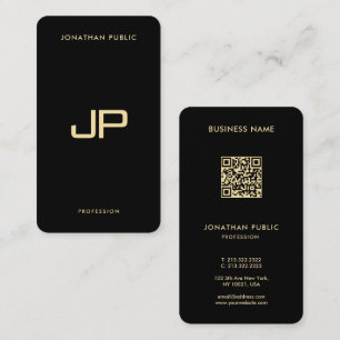 Carte De Visite Elégant Black & Gold QR Code Luxury Premium Silk