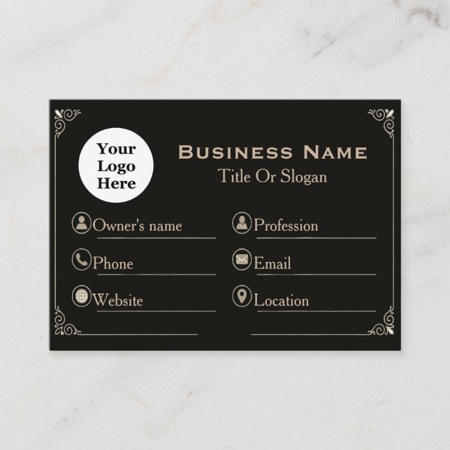 Carte De Visite Elegant Black Gold Standard Business Card  (Devant)