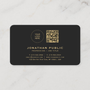Carte De Visite Élégant Black Gold Téléchargez votre logo Coin arr