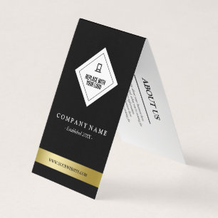 Carte De Visite Elégant Black White & Faux Gold Votre logo Hang T