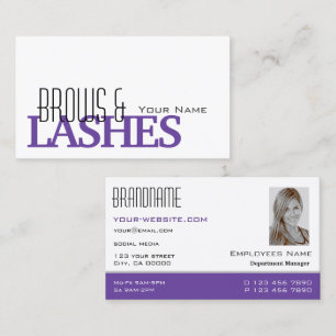 Carte De Visite Élégant blanc et violet Simple Photo Professional