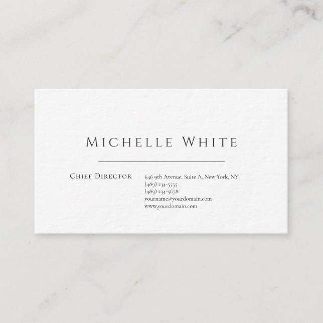 Carte De Visite  Élégant Blanc Moderne Professionnel Simple (Devant)