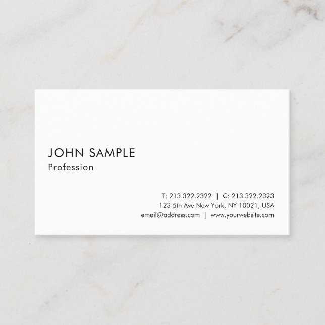 Carte De Visite Élégant Blanc Professionnel Intelligent Simple Mod (Devant)
