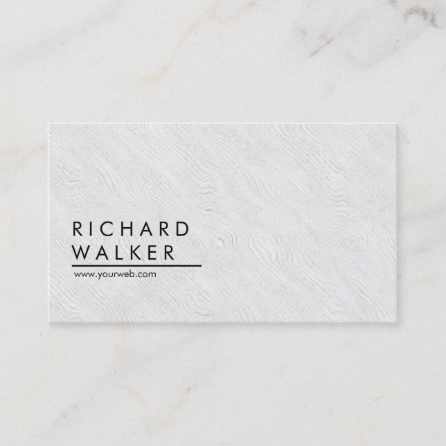 Carte De Visite Élégant blanc simple minimal en bois professionnel (Devant)