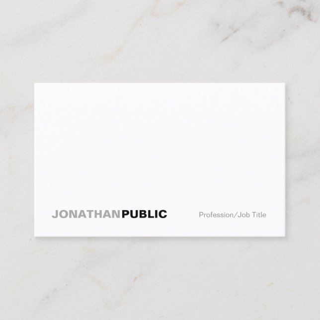 Carte De Visite Élégant Blanc Simple Plat Professionnel Moderne (Devant)