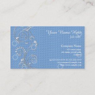 Carte De Visite Élégant, bleu clair frais, tourbillon floral affai