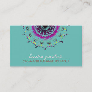 Carte De Visite Elégant bleu Damask Swirl Yoga guérison santé