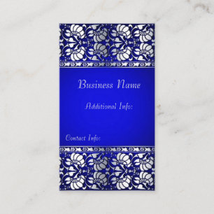 Carte De Visite Élégant bleu et argent vertical