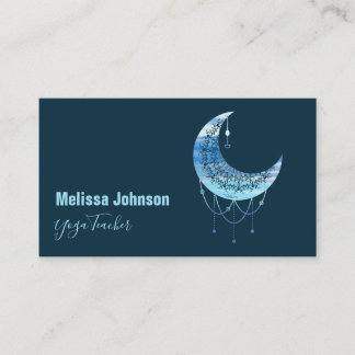 Carte De Visite Elégant bleu lune aquarelle