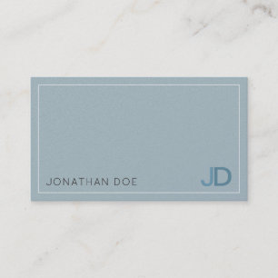 Carte De Visite Elégant bleu moderne Monogramme Luxe Pearl Finish