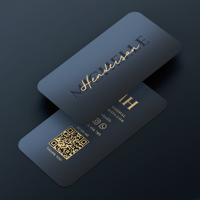 Carte De Visite Élégant Bleu Monogramme Professionnel Moderne (Elegant Shiny Blue Monogram Professional Modern Business Card
)