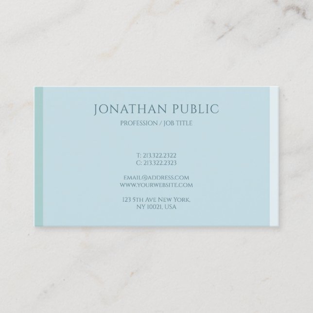 Carte De Visite Elégant Bleu Professionnel Moderne Simple Modèle (Devant)