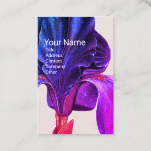 Carte De Visite ÉLÉGANT BLEU PURPLE IRIS Monogramme
