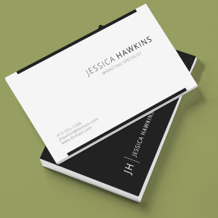 Carte De Visite Élégant bloc moderne Noir Noir Professional