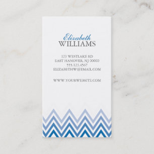 Carte De Visite Elégant Blue Ombre Chevron Stripes