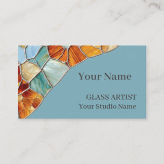 Carte De Visite Elegant Blue Orange Stained Glass Business Card