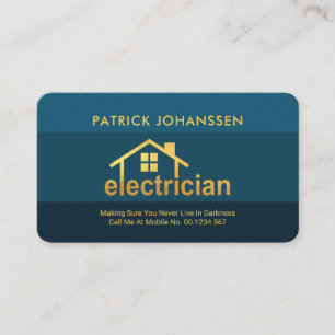 Carte De Visite Elegant Blues Gold Electrician Accueil