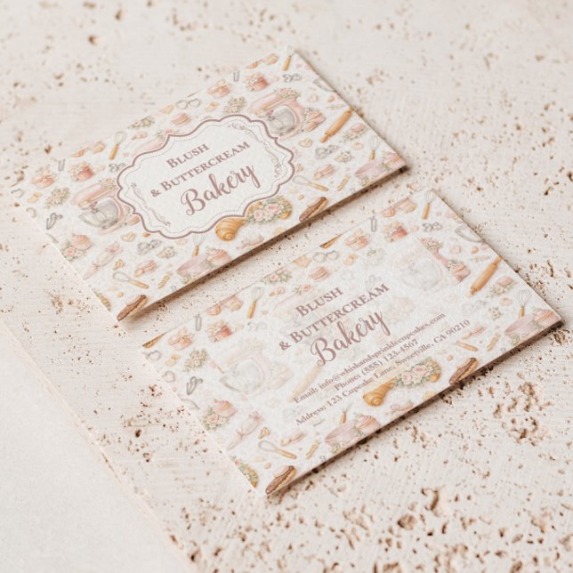 Carte De Visite Elegant Blush Patisserie Bakery Business (Créateur téléchargé)