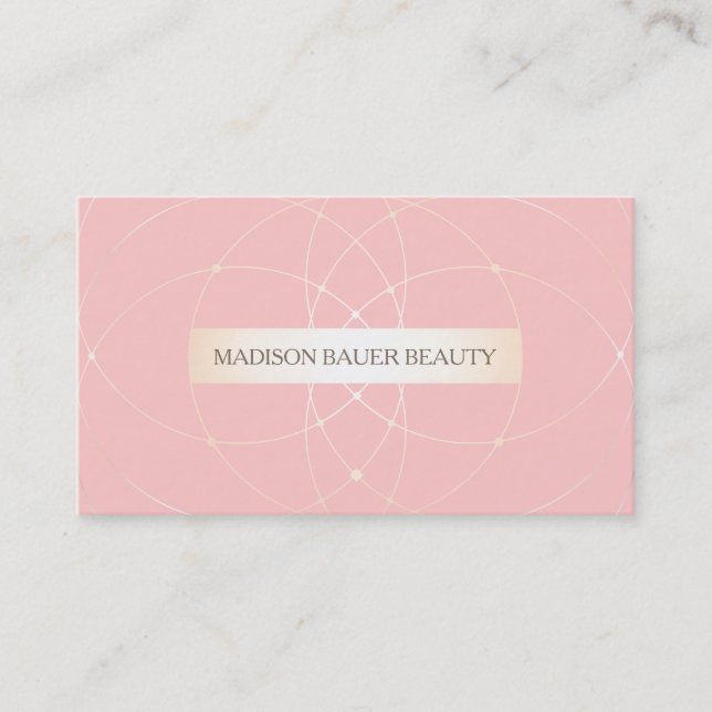 Carte De Visite Elégant Blush Pink Gold Beauty Stylist (Devant)