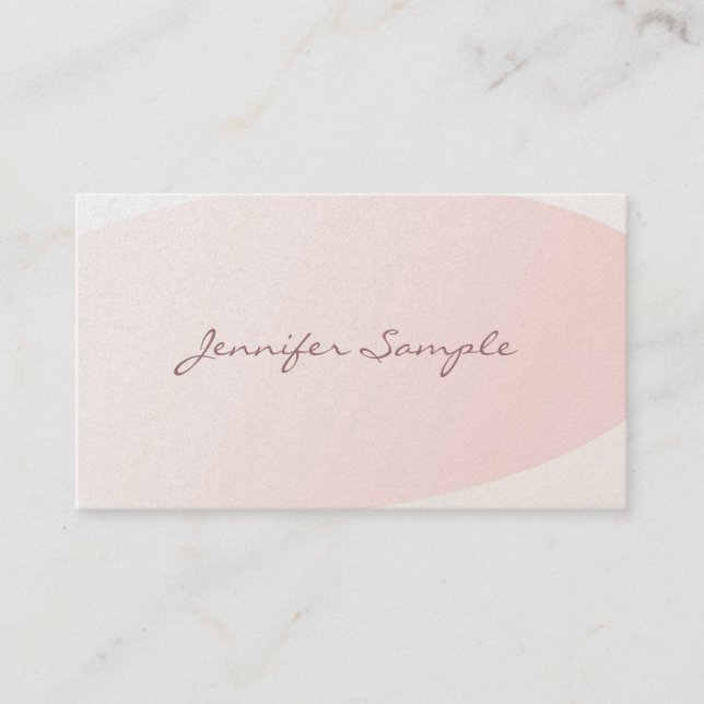 Carte De Visite Élégant Blush rose calligraphie Plain tendance lux (Devant)