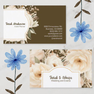 Carte De Visite Elégant Boho Bohemian Gold Champagne Brown Floral