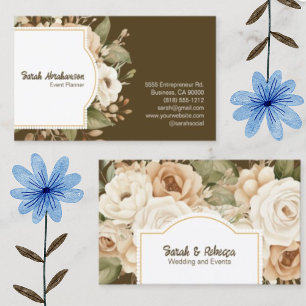 Carte De Visite Elégant Boho Bohemian Gold Champagne Brown Floral