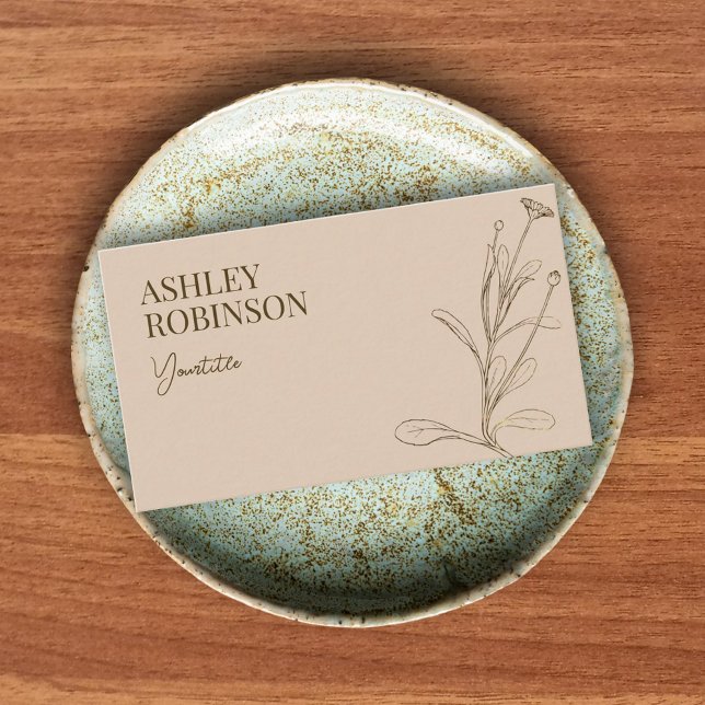 Carte De Visite Elegant boho botanical pastel earthy QR code (Elegant boho botanical pastel earthy QR code Business Card)