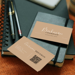 Carte De Visite Elegant Boho Chic Script code QR