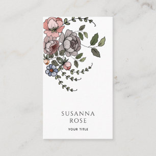 Carte De Visite Élégant Boho Floral Botanical Professionnel