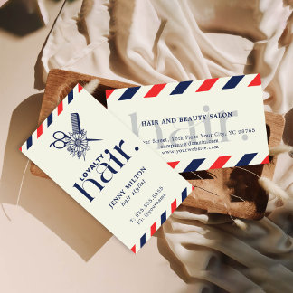 Carte De Visite Elégant Boho Red Blue Ciseaux Hair Stylist