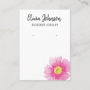Carte De Visite Élégant Boho rose fleuri Écran d'oreille