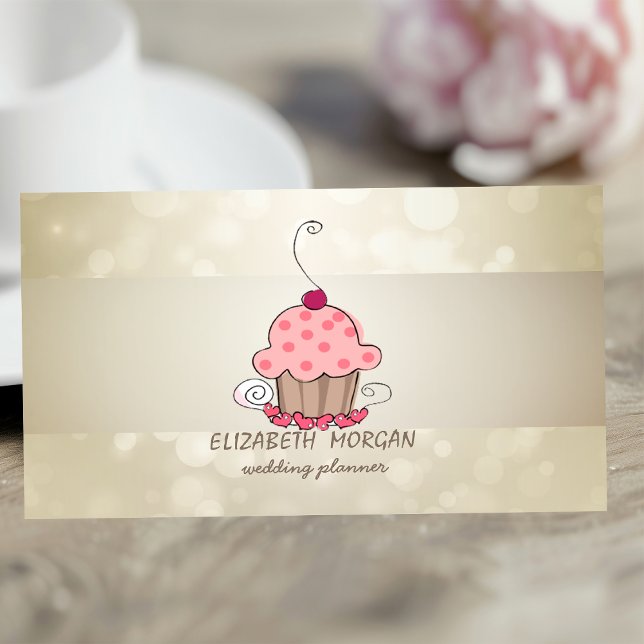 Carte De Visite Elégant Bokeh, Bande, Cupcake (Créateur téléchargé)