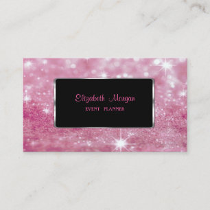Carte De Visite Elégant Bokeh de Glitterie Moderne, Cadre Noir