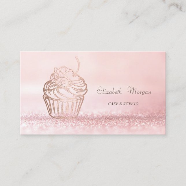 Carte De Visite Élégant Bokeh Gâteaux, Cupcake (Devant)