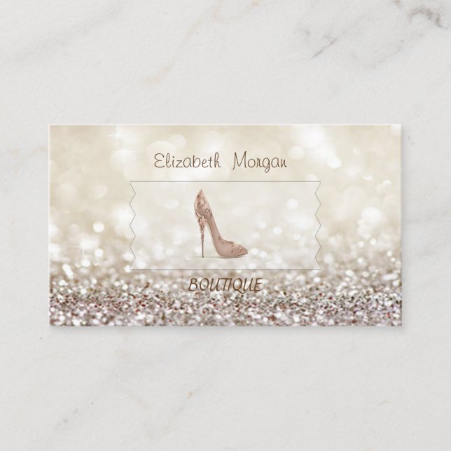 Carte De Visite Élégant, Bokeh Glittery, talons hauts (Devant)
