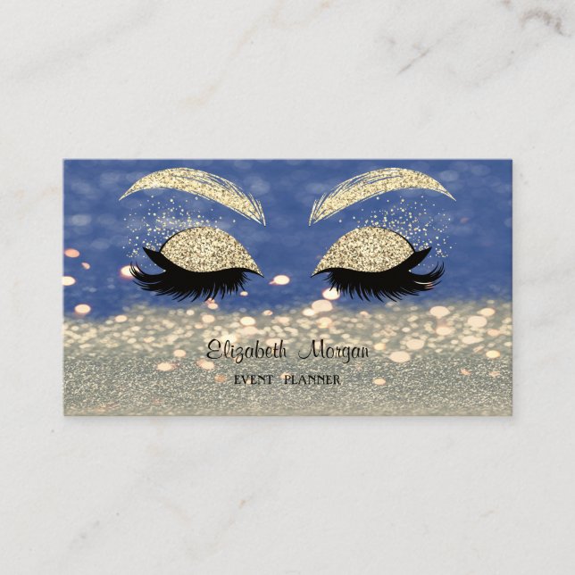 Carte De Visite Elégant Bokeh Moderne Glittery, Faux Lashes (Devant)