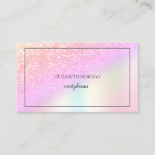 Carte De Visite Élégant Bokeh Ombré Paillettes, Cadre Holographiqu