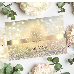 Carte De Visite Élégant Bokeh Or, Lotus Professeur de Yoga