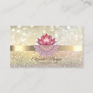 Carte De Visite Élégant Bokeh Or, Mandala Fleur de Lotus Yoga