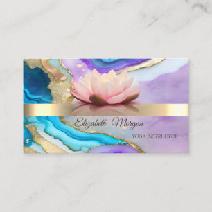 Carte De Visite Élégant Bokeh Or, Professeur de Yoga Fleur de Lotu