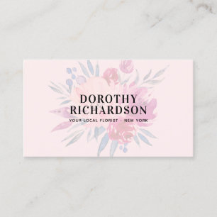 Carte De Visite Elégant bouquet floral couleur pastel rose vif