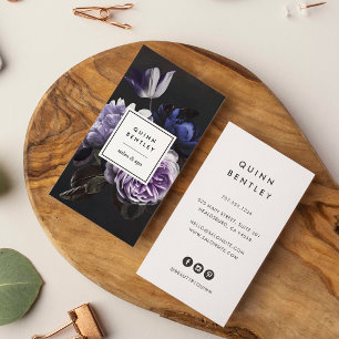 Carte De Visite Élégant Bouquet floral violet foncé vertical