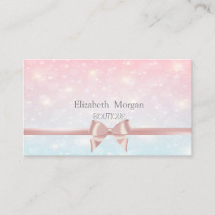 Carte De Visite Élégant Bow en ruban rose moderne, Bokeh Parties s